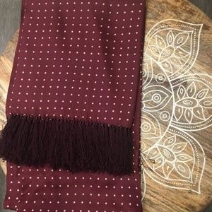 Long Red Polka Dotted Silk Scarf